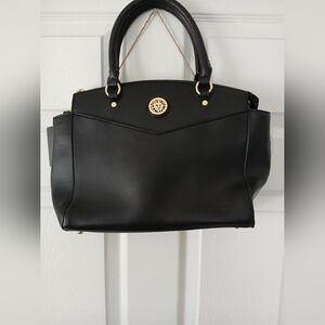 Anne Klein Black Satchel with Gold Accents